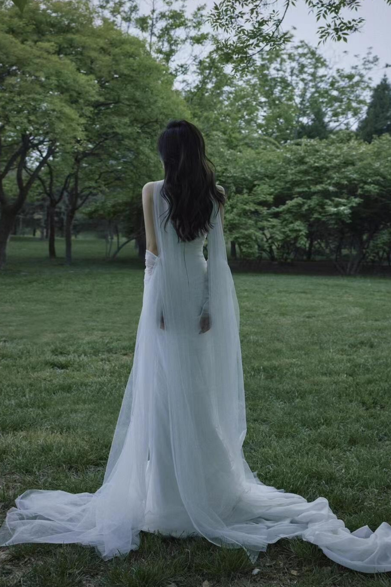 CS Noir Tulle White Gown