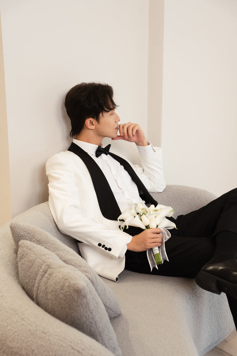 Men Suit White & Black (M378)