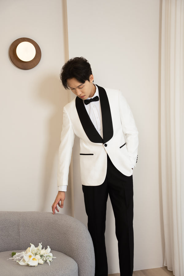Men Suit White & Black (M378)
