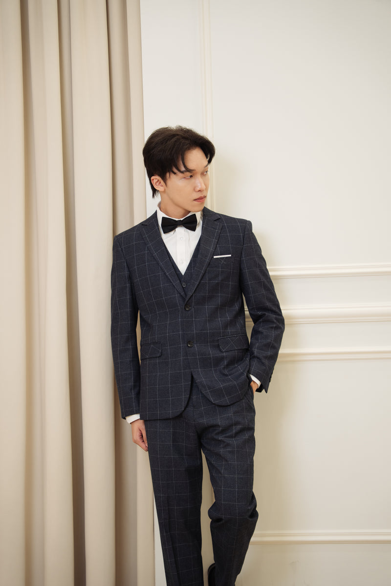 Men Suit Navy Blue (XF-1809)