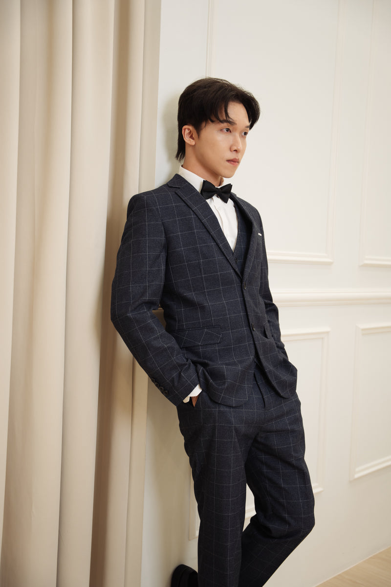 Men Suit Navy Blue (XF-1809)