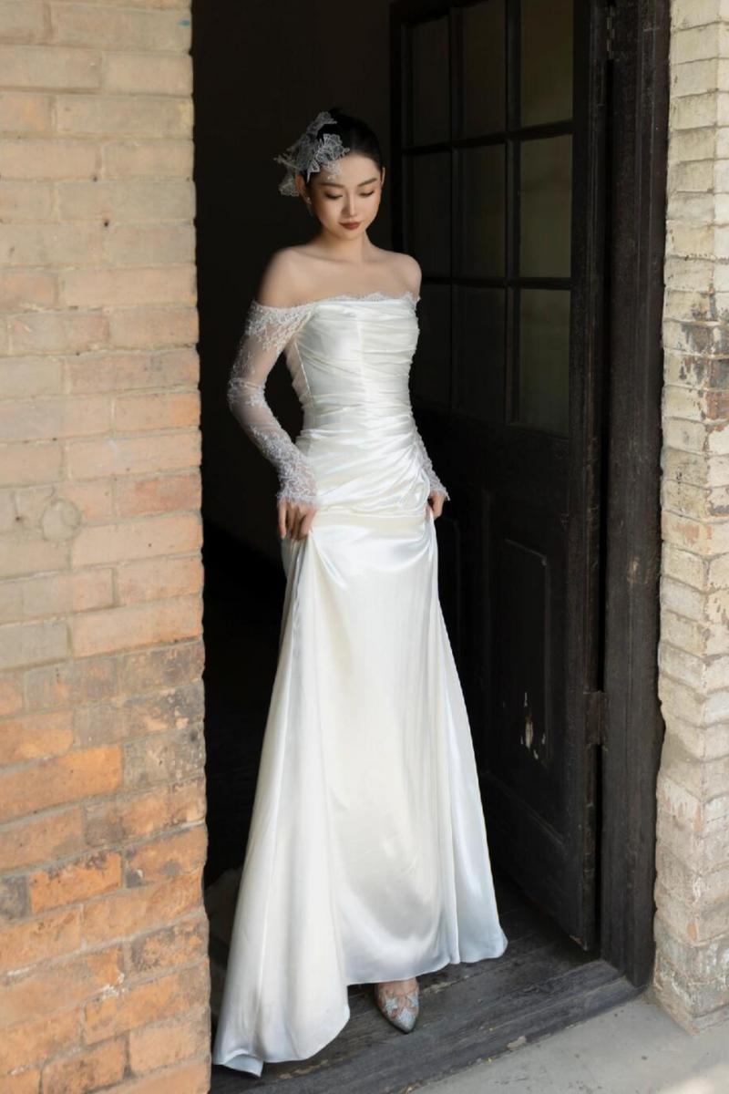 Vallora Lace Satin White Gown