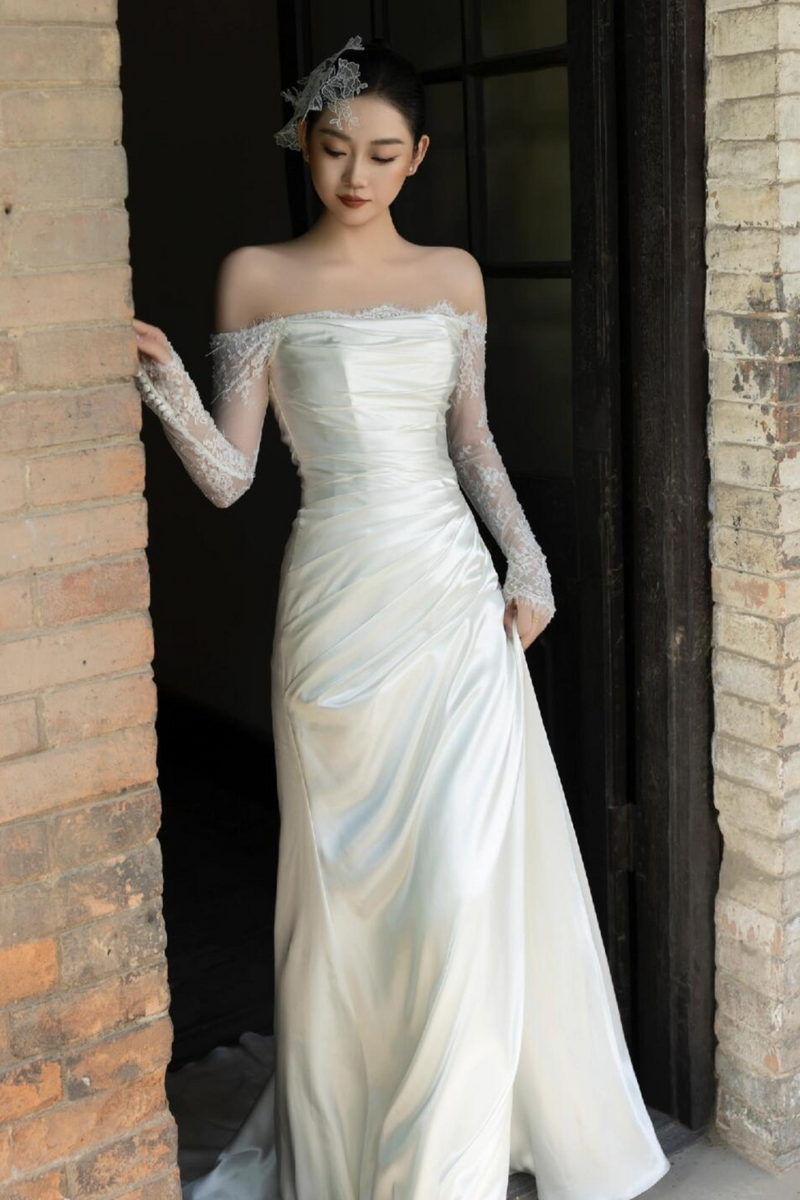 Vallora Lace Satin White Gown