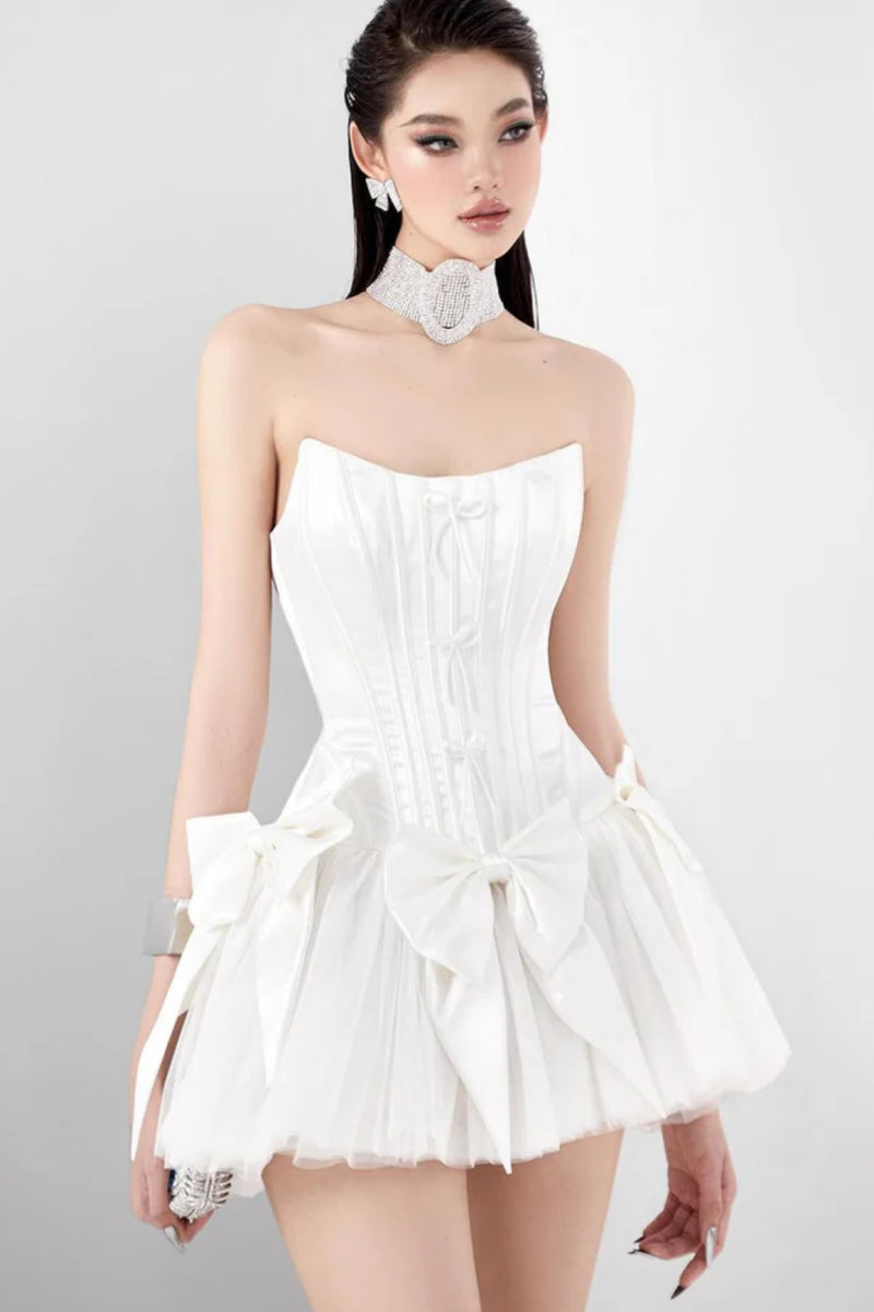 VD Mael Riana Ribbon White Mini Gown