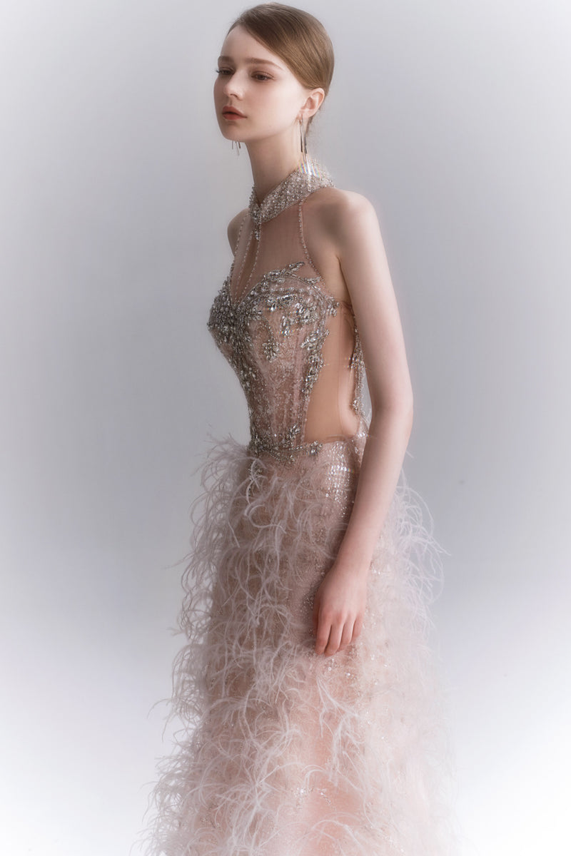 LH Marissa Feather Rose Mermaid Gown