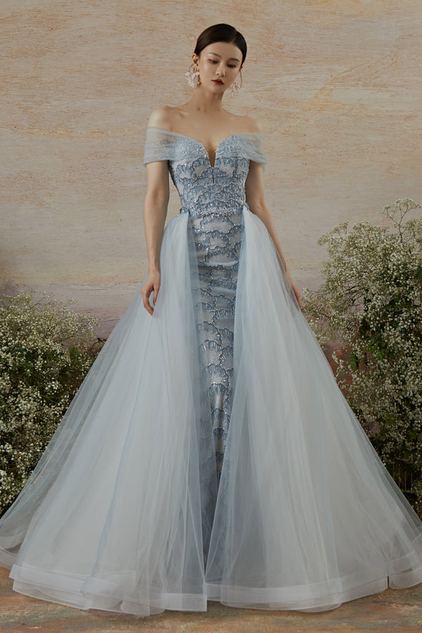 SC Shelly Blue Overskirt Gown