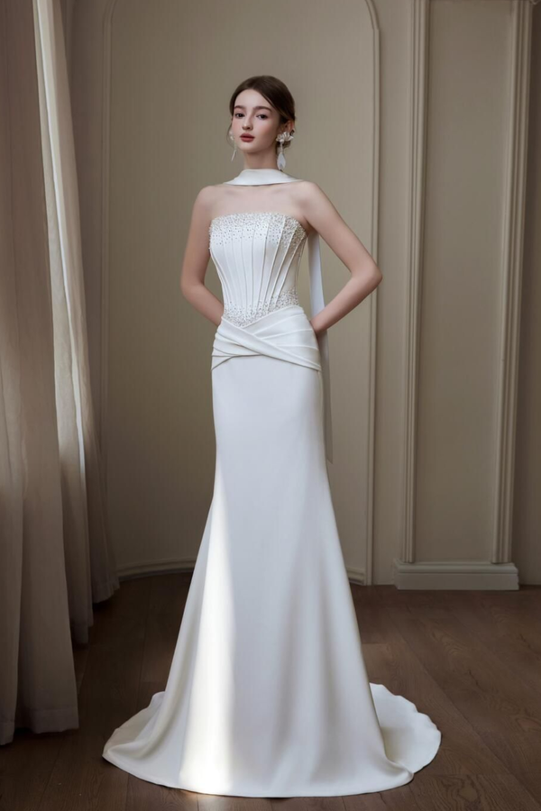 Susher Lumiere Serenity Mermaid Gown with scarf