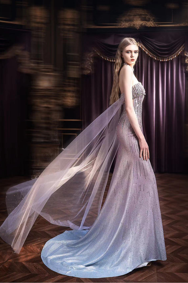 KM Arabelle Purple Gradient Mermaid Gown