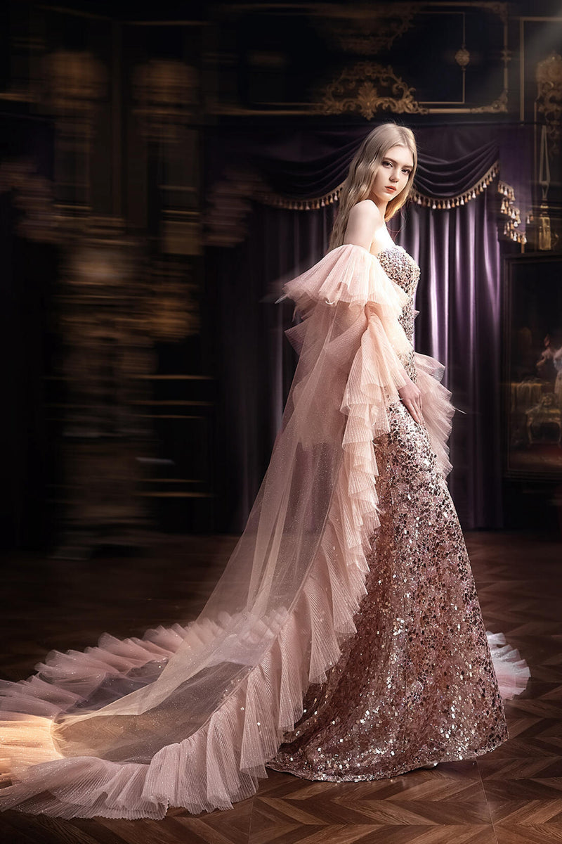 KM Arwen Gold Beaded Mermaid Gown GlamEdge Dress & Gown KM Arwen Gold Beaded Mermaid Gown GlamEdge Dress & Gown