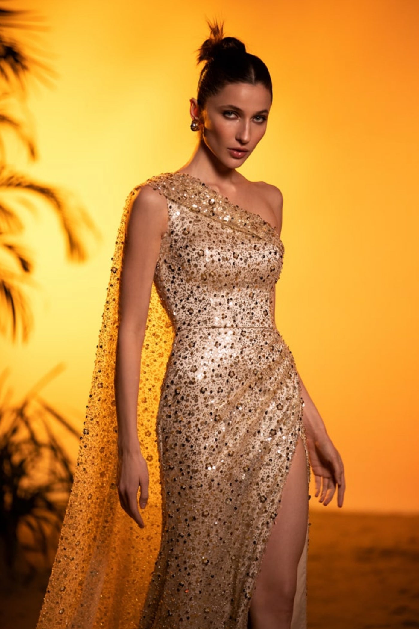 W Gaea One Shoulder Gold Gown – GlamEdge Dress & Gown