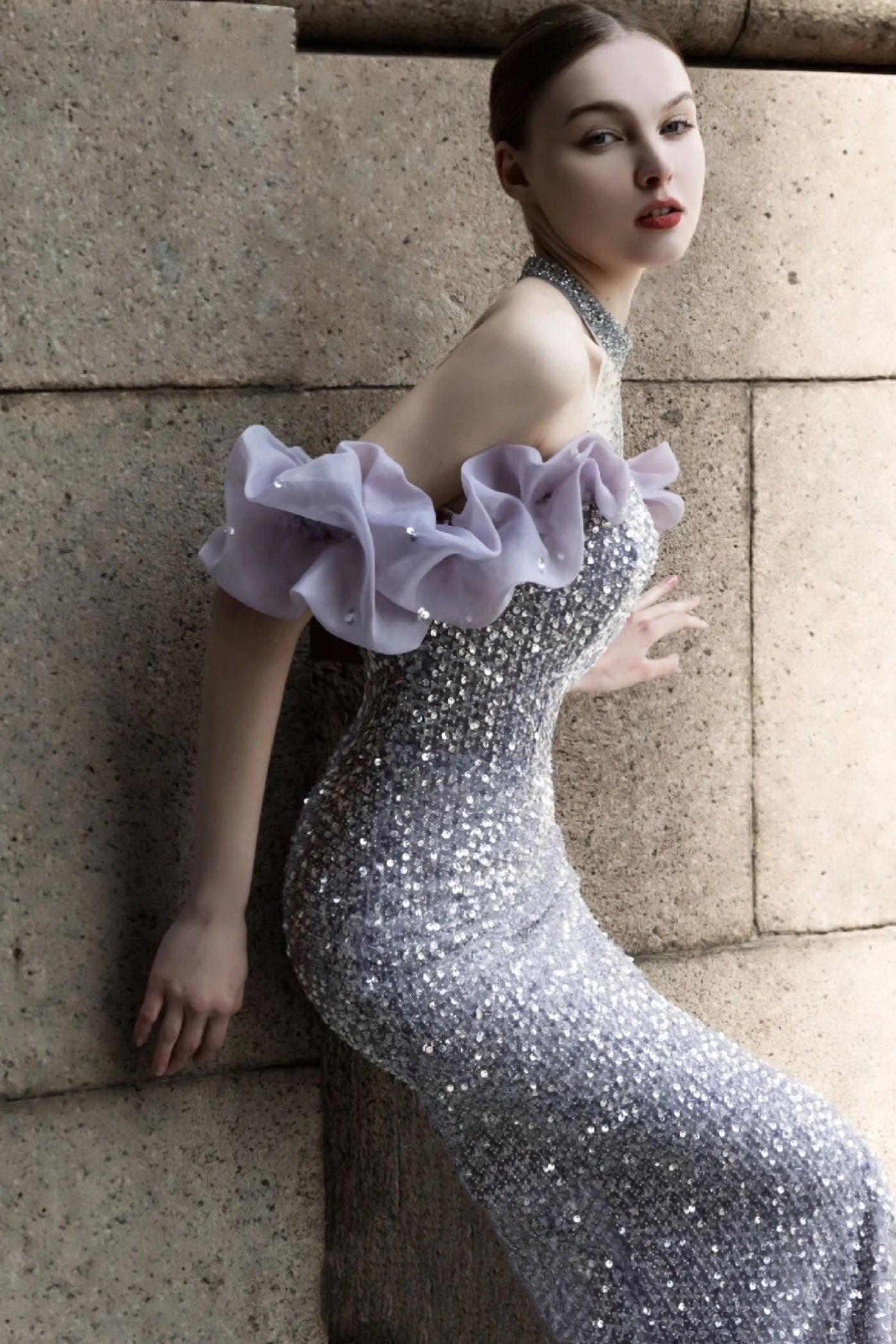 Morado Purple Halter Neck Gown – GlamEdge Dress & Gown