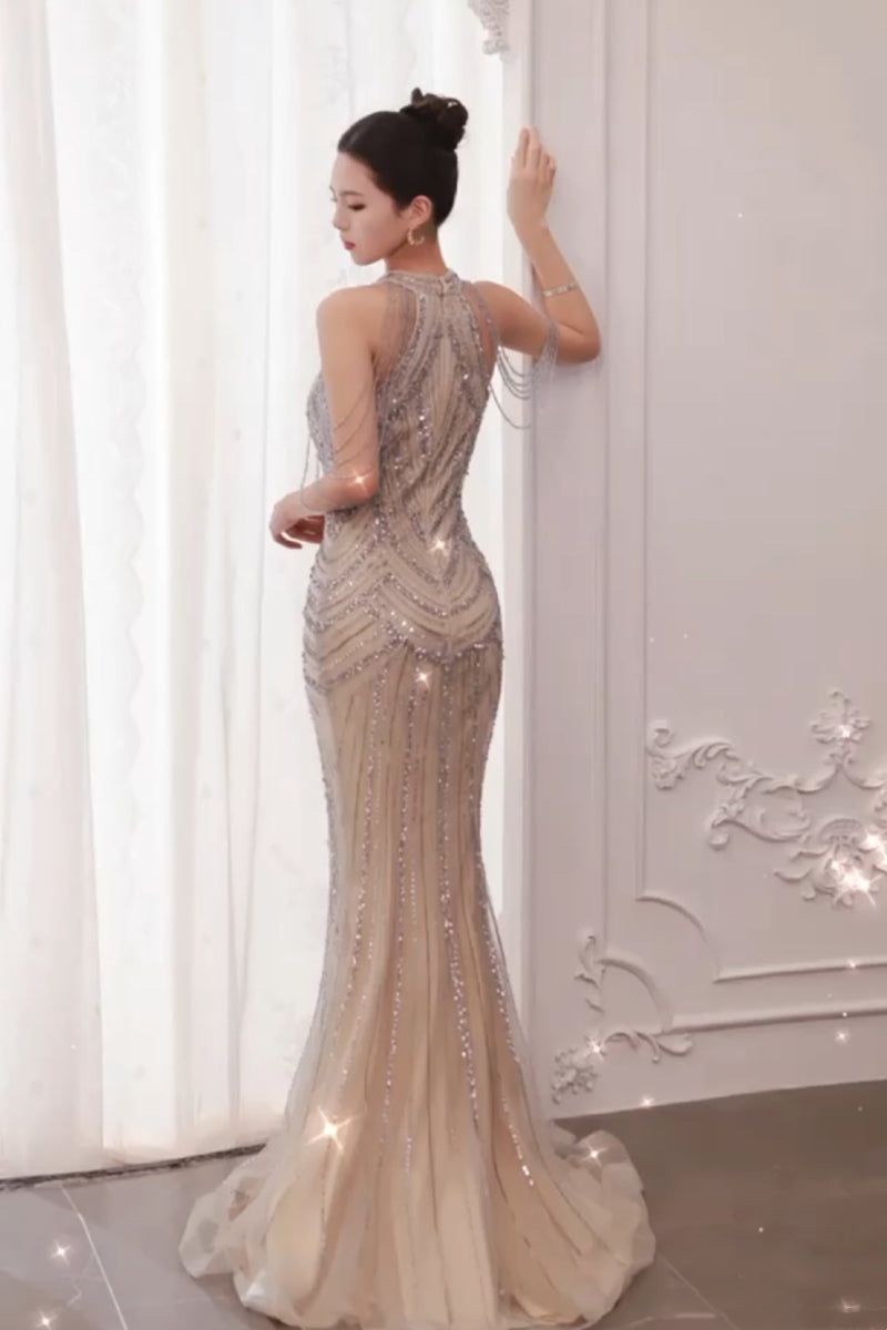 Lirien Halter Beaded Gown