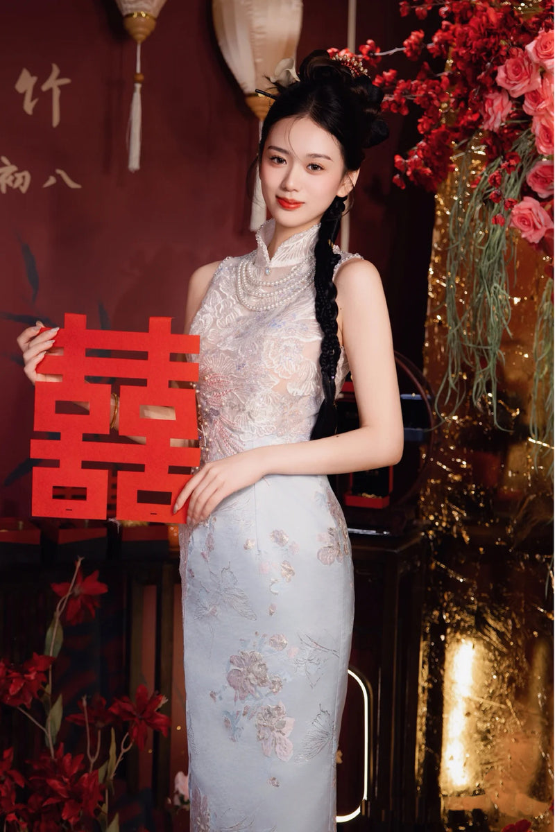 Gu Xiu Oriental Blue Cheongsam