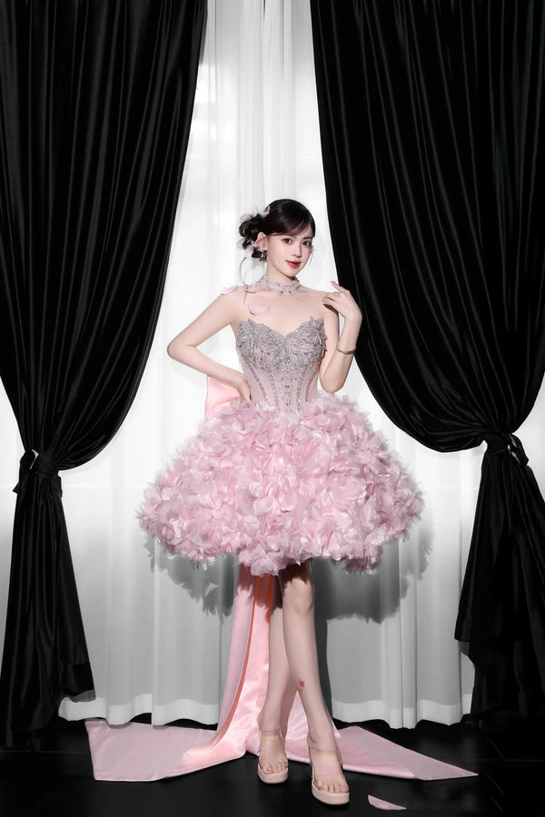 XJ Ballerina Dream Pink Mini Gown with Bow