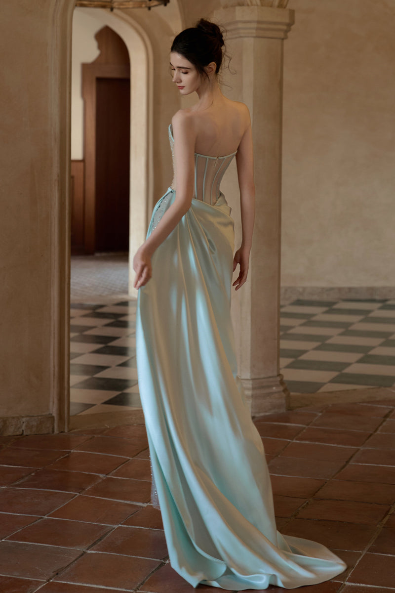 LP Brisel Mint Blue Satin Gown