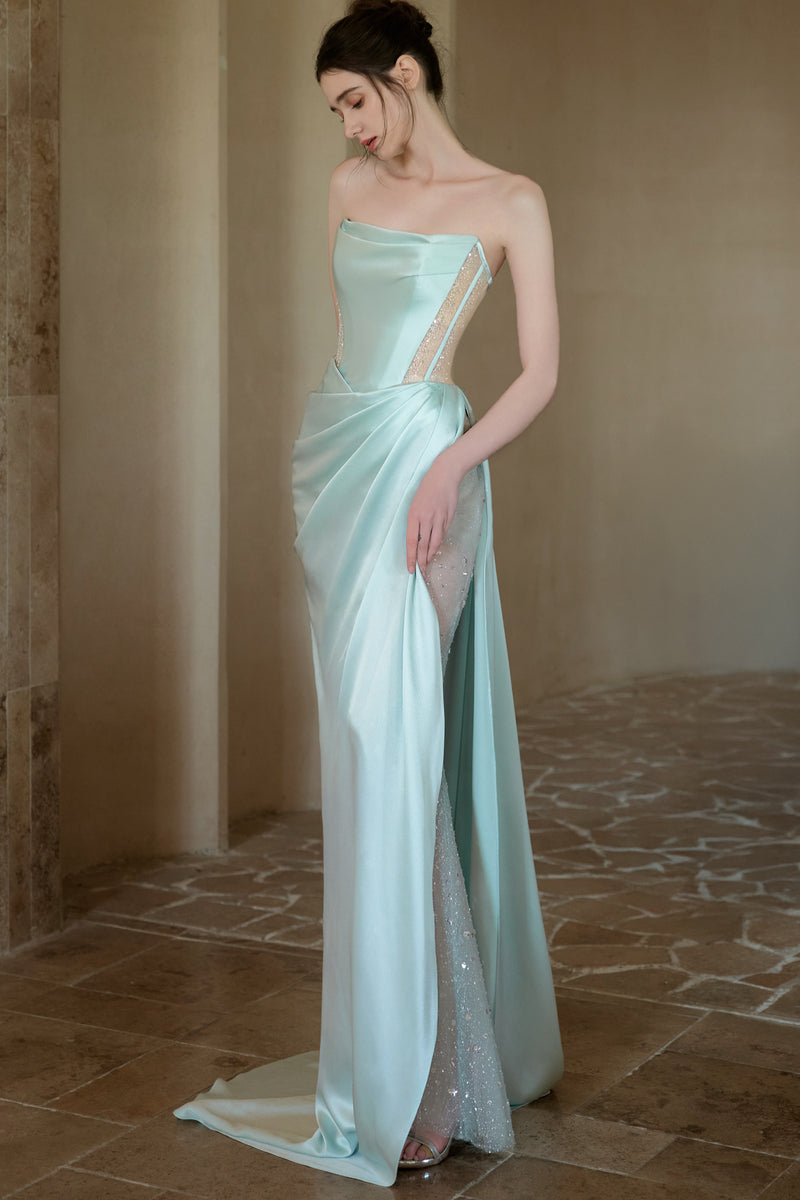 LP Brisel Mint Blue Satin Gown