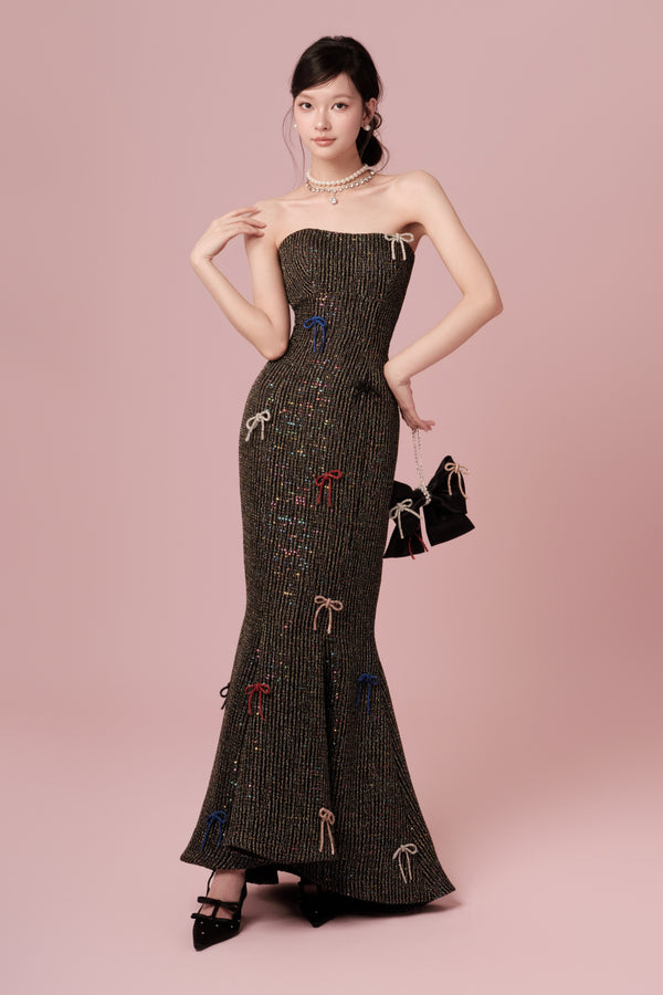 De Garbo Skillton Ribbon Black Vintage Gown