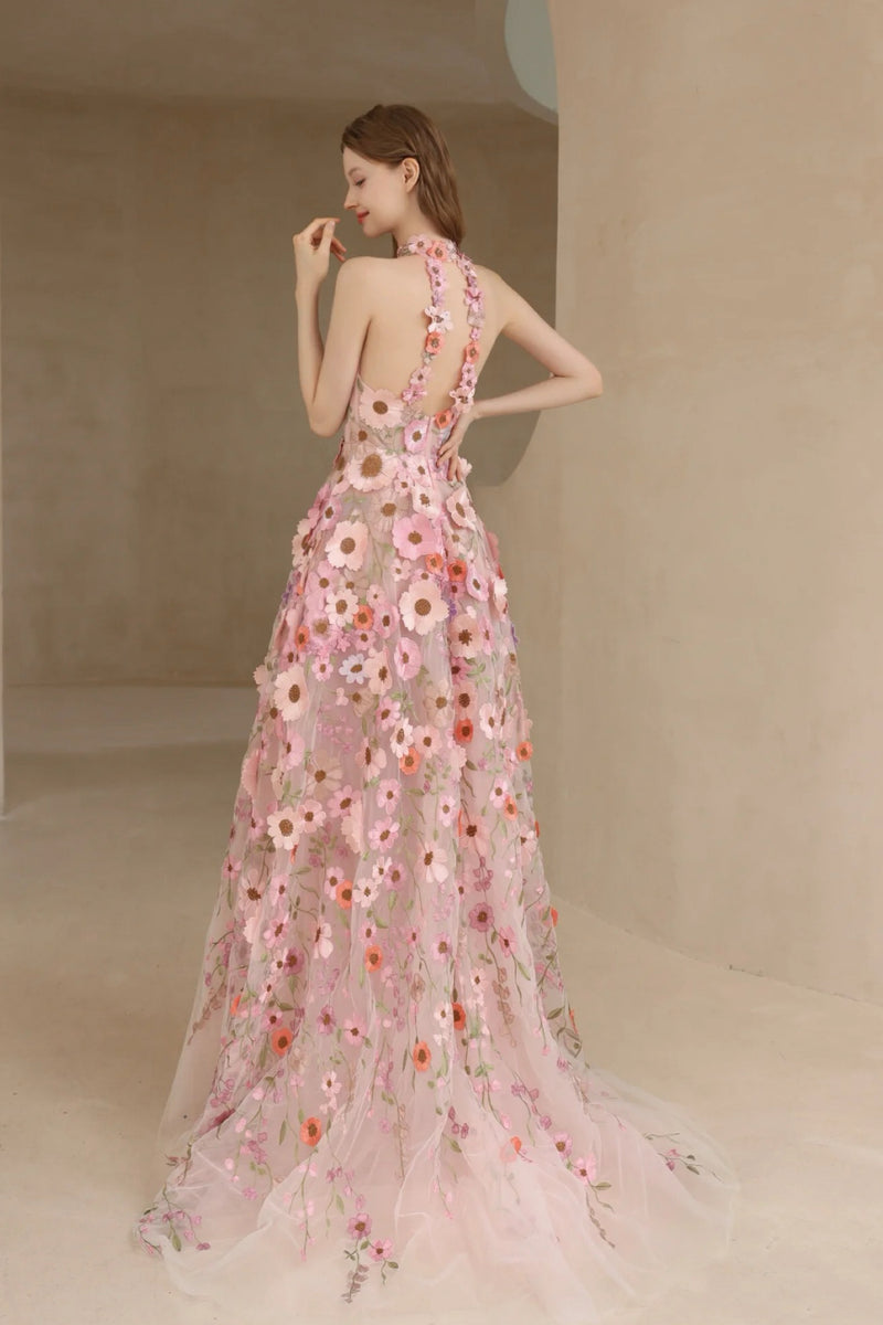 WP Chloris Floral Pink Gown