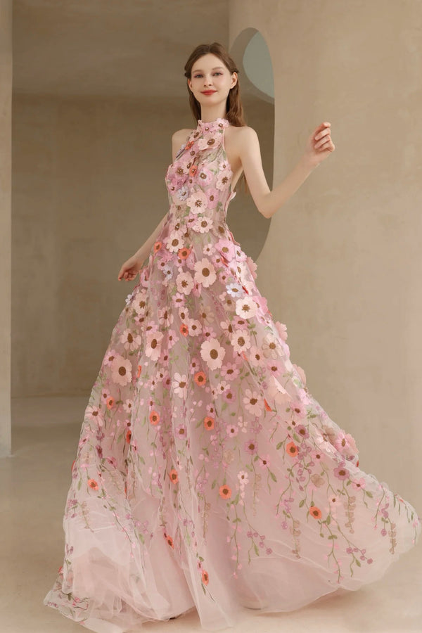 WP Chloris Floral Pink Gown