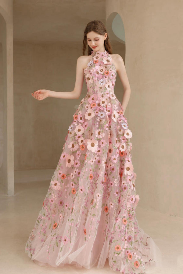 WP Chloris Floral Pink Gown