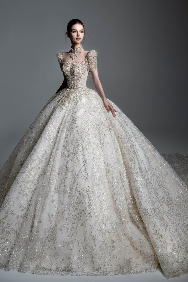 KC Isadora Square Neck Sleeve Bridal Ballgown