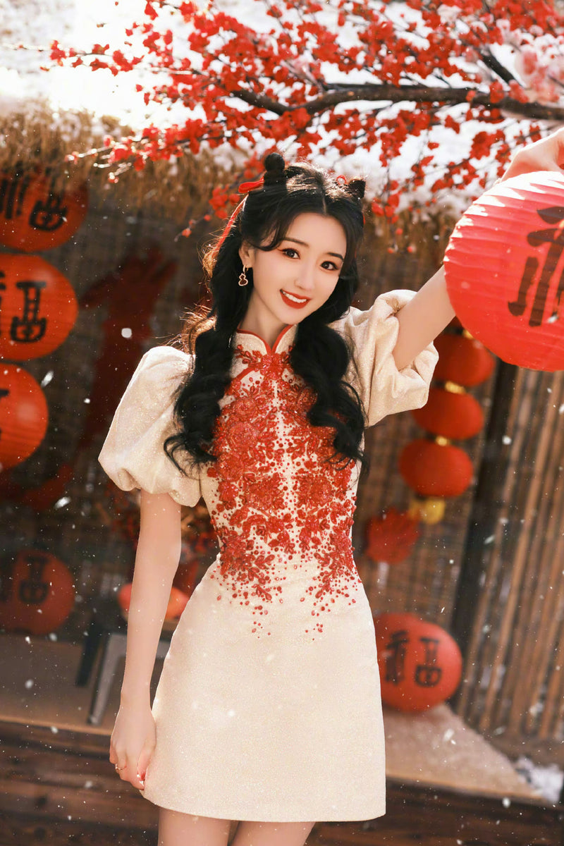 SC Keira Peony White Cheongsam