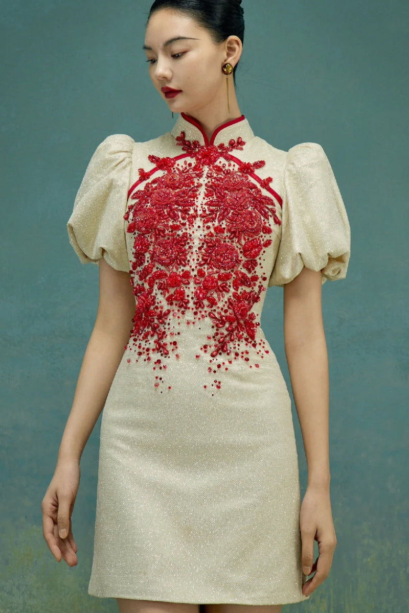 SC Keira Peony White Cheongsam