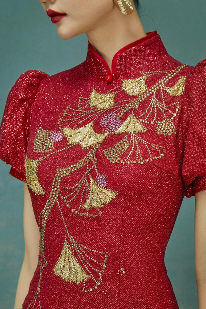 SC Fanz Floral Red Cheongsam