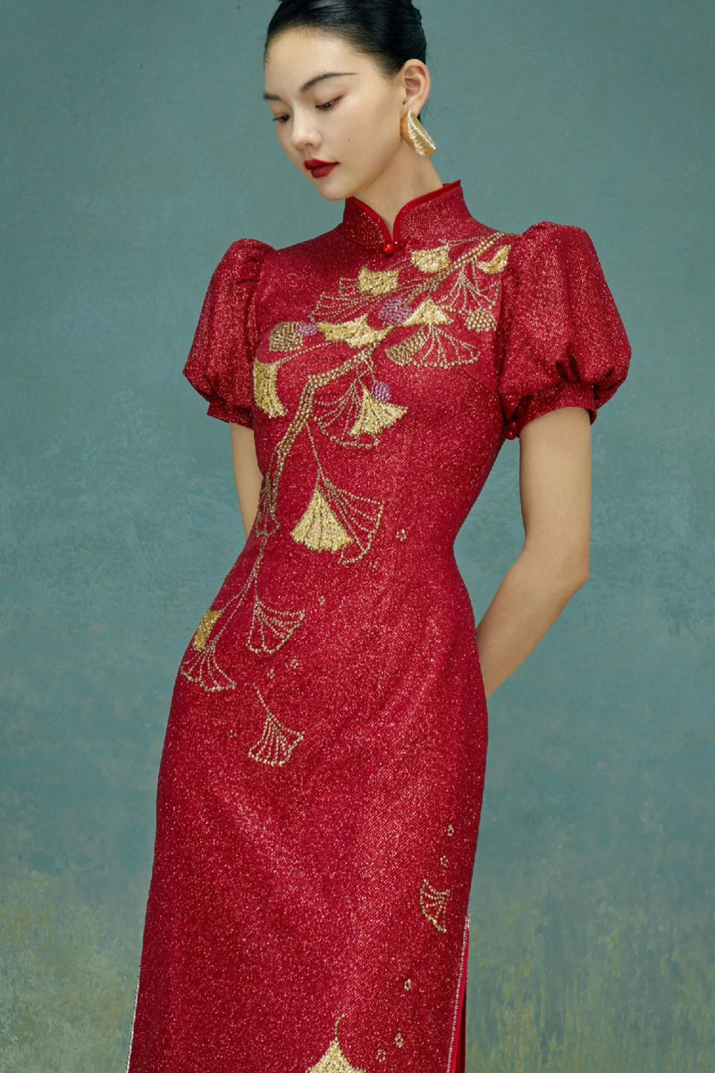 SC Fanz Floral Red Cheongsam