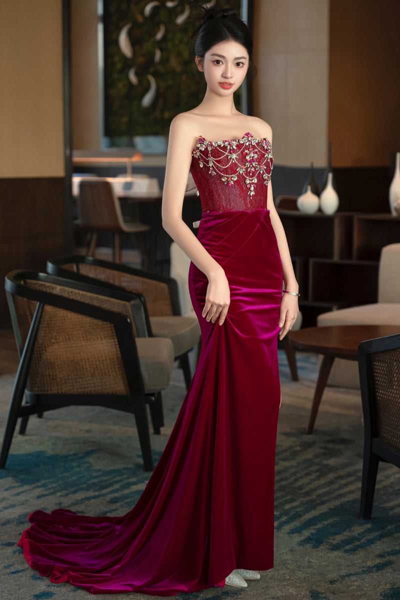 SC Callista Pink Velvet Overskirt Gown