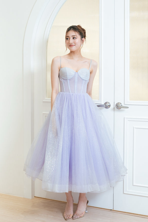 Poem Glitter Corset Lavender Midi Gown