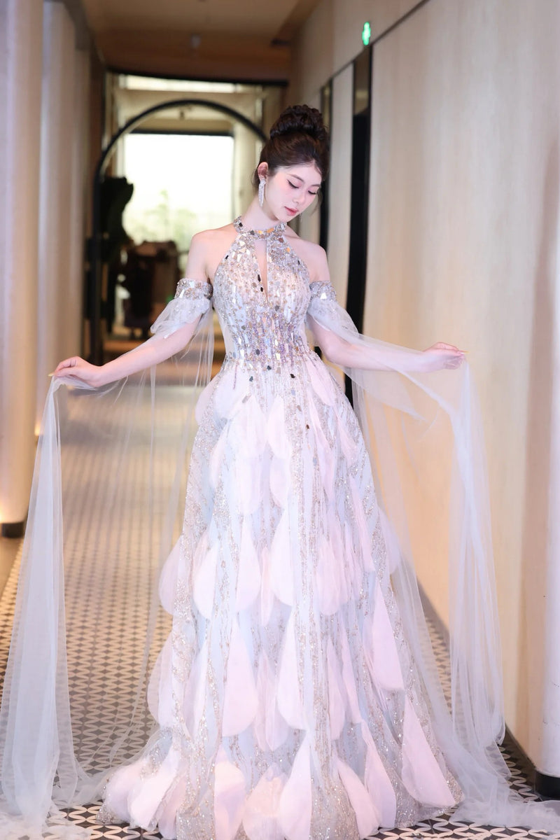 LW Glacial Birth Blush Shimmer Gown