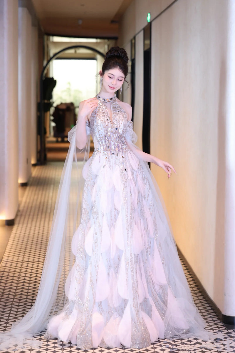 LW Glacial Birth Blush Shimmer Gown