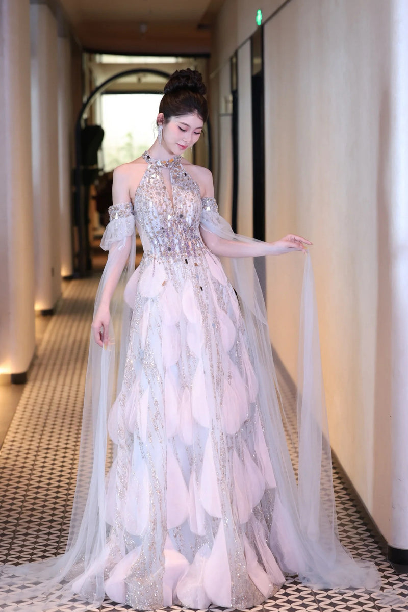 LW Glacial Birth Blush Shimmer Gown