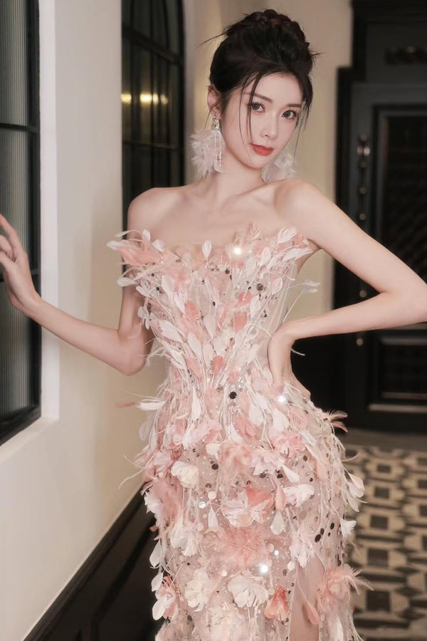 Hacchic Golden Maple Champagne Mermaid Gown