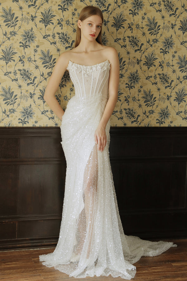 CS Qearl White Mermaid Gown