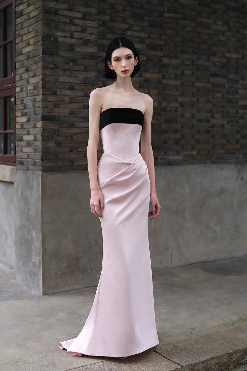 LP Caitlin Black Pink Ribbon Gown