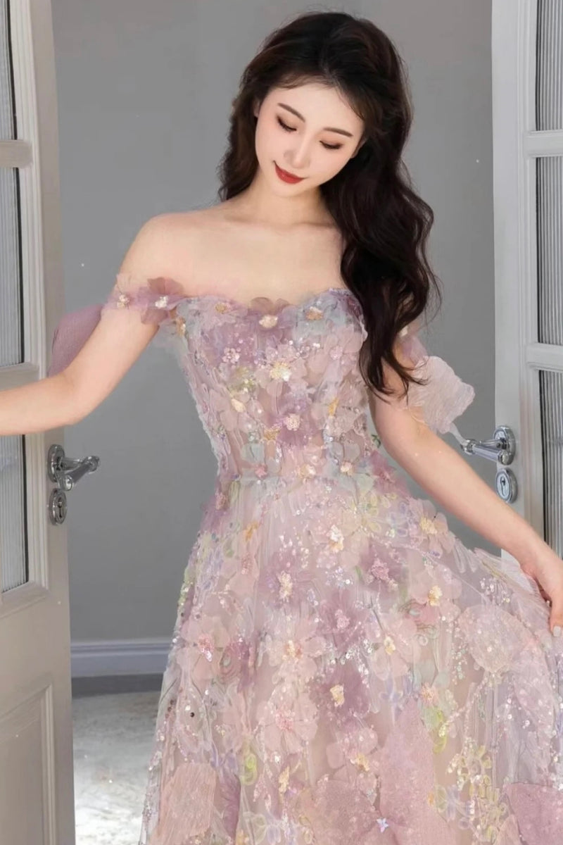 JZW Hattie Purple Floral Gown