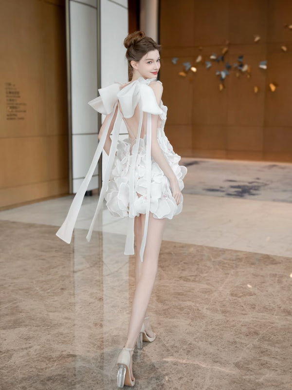 Narong Wynn Floral White Mini Gown