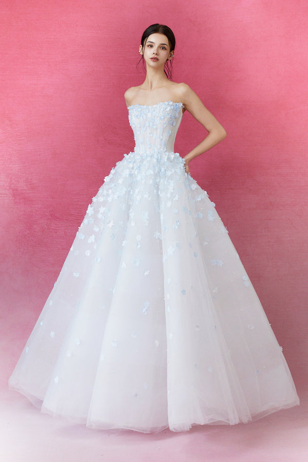 SC Lilian Floral Blue Gown with Cape