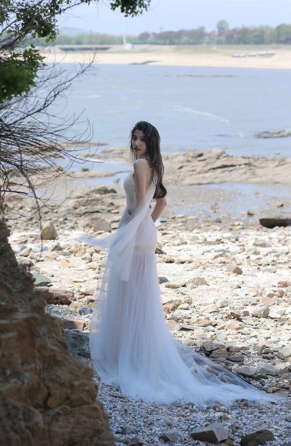 Kilian Tulle White Mermaid Gown