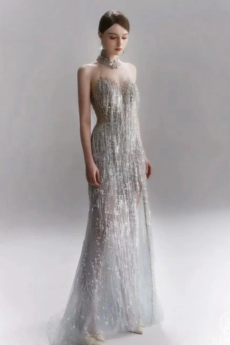 LH Lars Silver Glitter Mermaid Gown