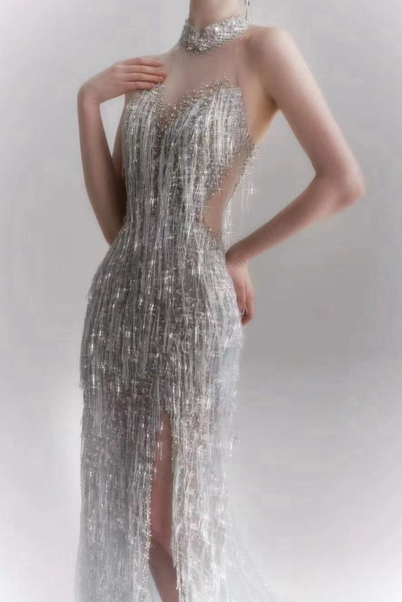 LH Lars Silver Glitter Mermaid Gown