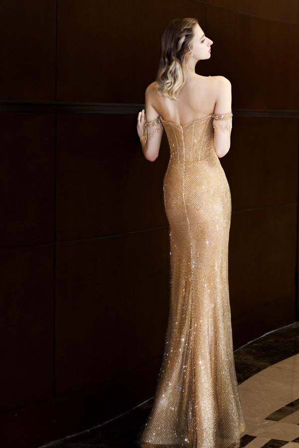 LP Lester Gold Beaded Gown