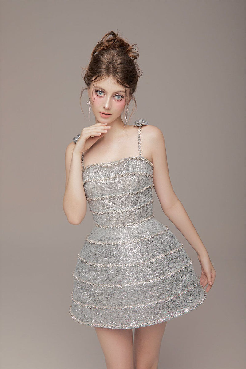 VD J Jess Silver Glitters Mini Gown