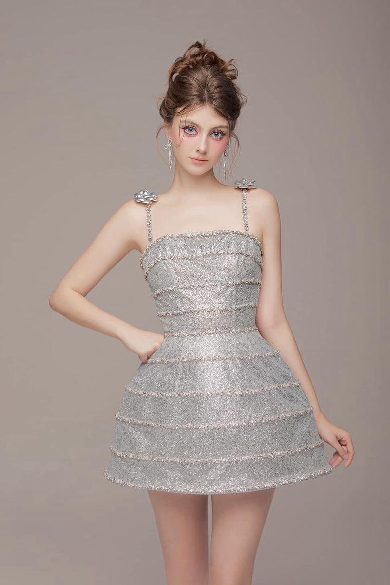 VD J Jess Silver Glitters Mini Gown