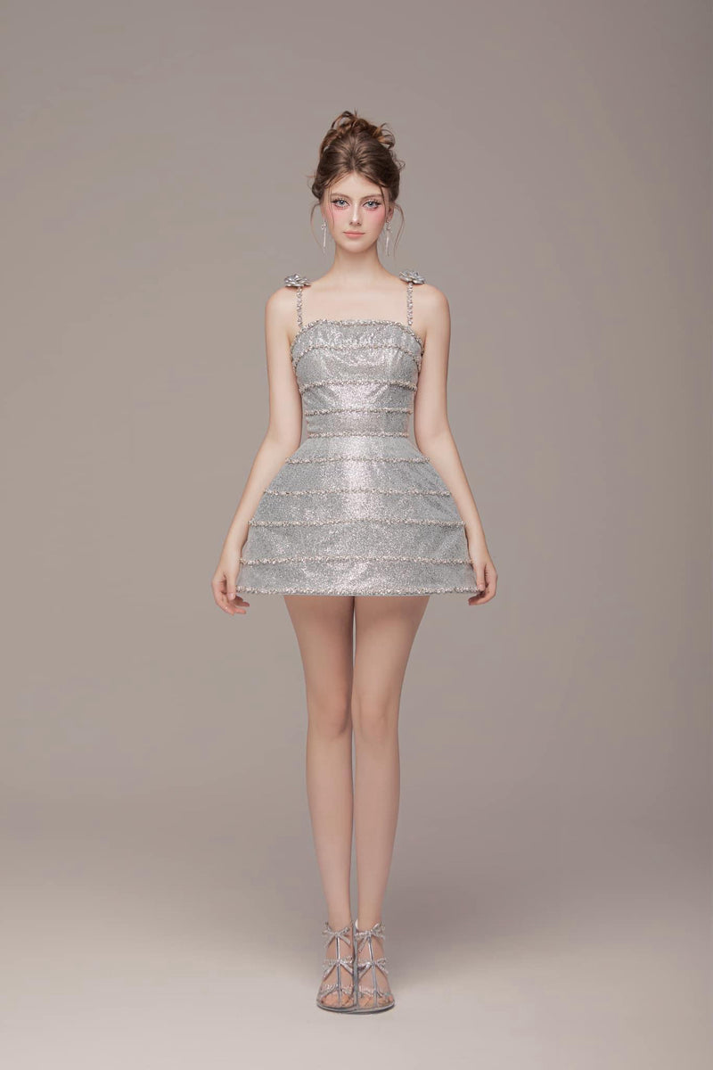 VD J Jess Silver Glitters Mini Gown