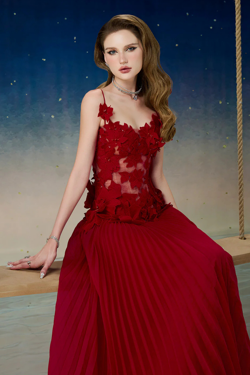 VD CMT Quasar Pleated Mesh Lace Dress