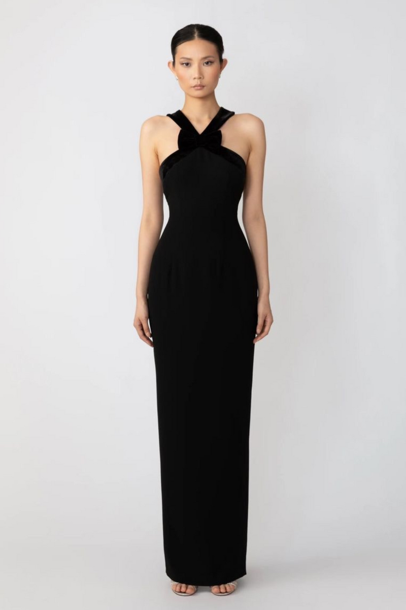 Sau Lee Eloise Halter Black Gown