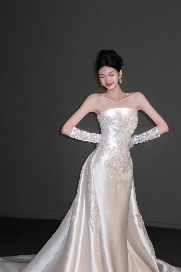 WNN Tamika Mermaid Overskirt White Gown